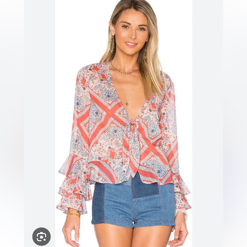 Tularosa Winnie Paisley Tie Front Blouse